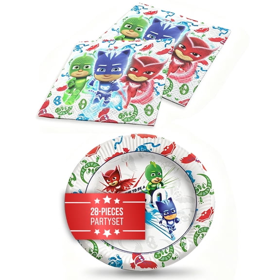 PJ Masks Birthday Party Supplies Set 28 Pieces with Plates & Napkins