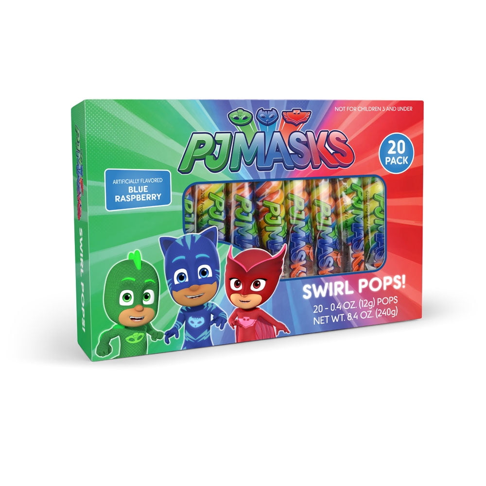 PJ Masks Blue Raspberry Swirl Lollipops, 0.4 Oz, 20 Count