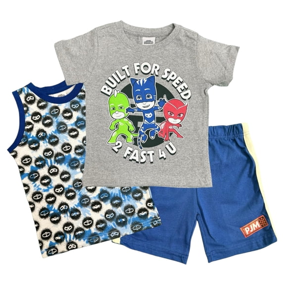 PJ Masks Boys' 3 Piece Short Set (Toddler/Kid), Grey, 7
