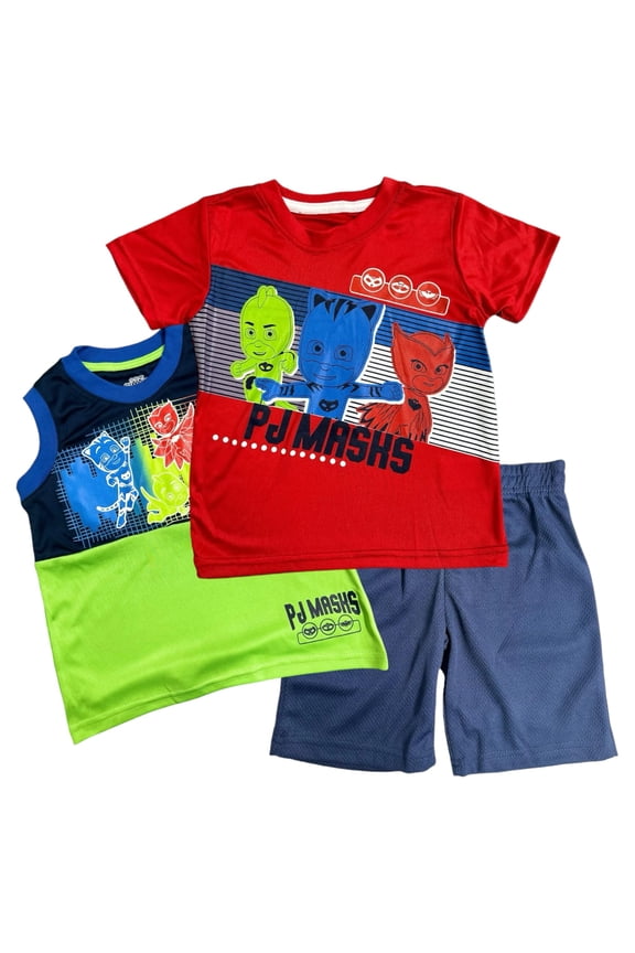 Boys' 3 Piece Short Set (Toddler/Kid), Red, 4T