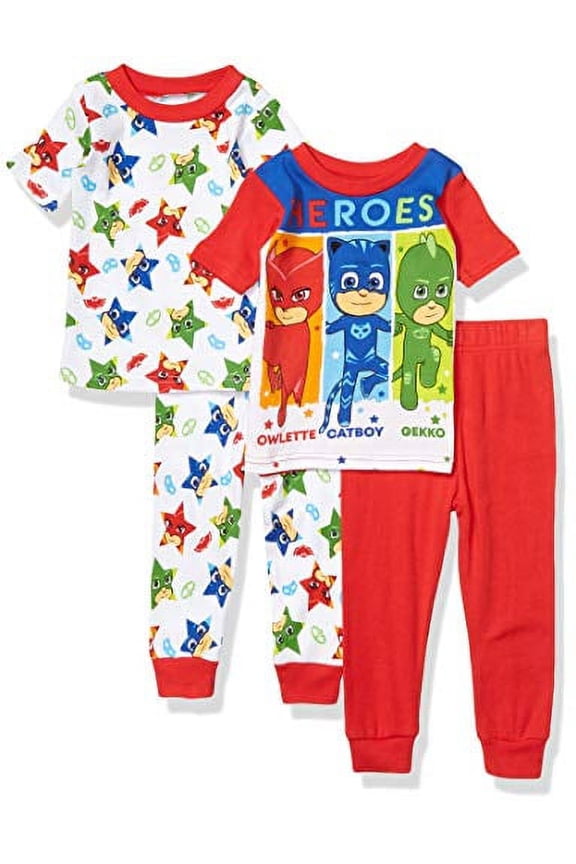 Boys' 4-Piece Cotton Pajama Set, Heroes, 2T