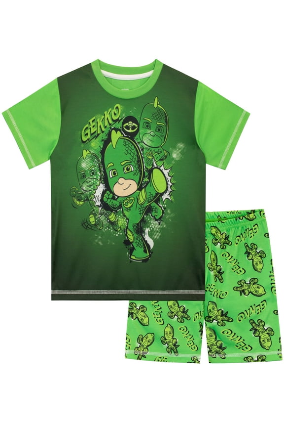 Boys Green Gecko Short Sleeve & Leg Pajamas Sizes 3-10