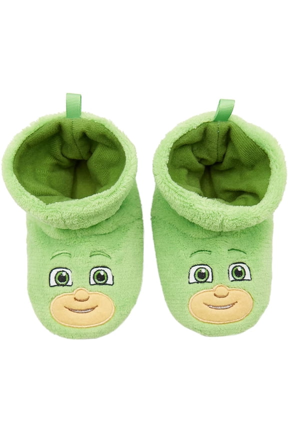Boys Socktop Slippers, Embroidered Design Toddlers Non-Slip Bottom Slippers Green - 5/6