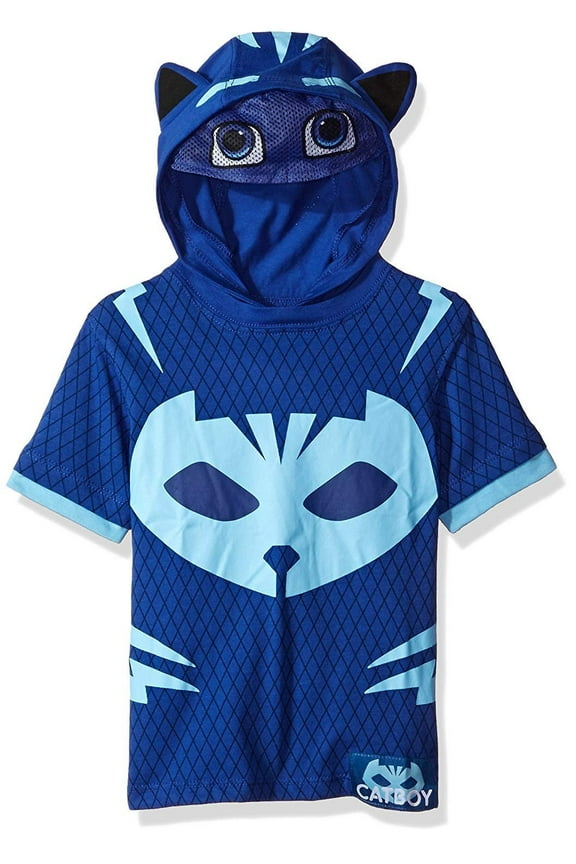 Toddler Boys Catboy Hoodie - Catboy Costume Short-Sleeve Pullover Top - PJ Masks Costume (Blue, 4T)