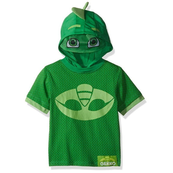 PJ Masks Boys' Toddler Gekko and Catboy Hoodie, Green Short Sleeve, 3T