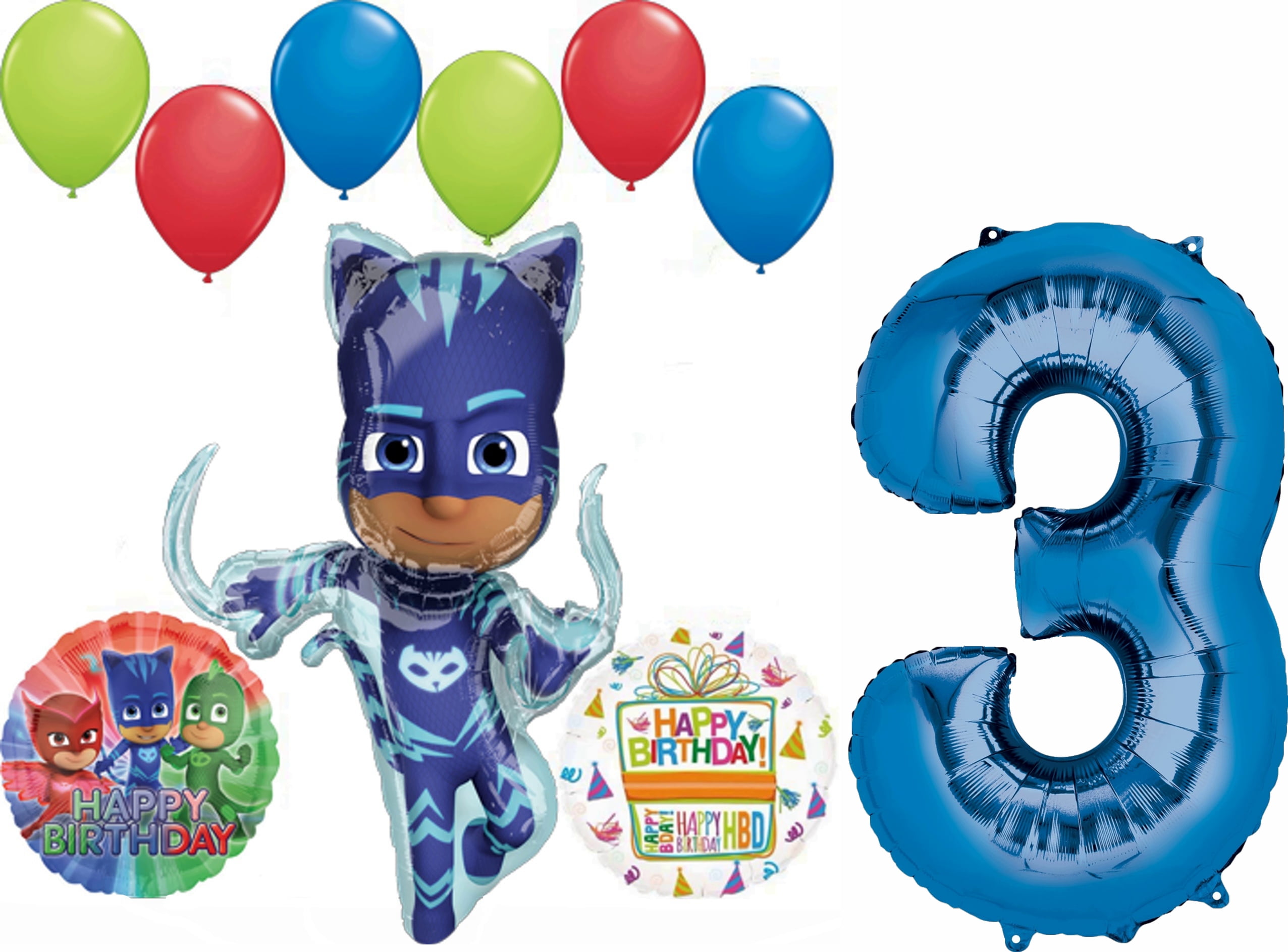 MAYFLOWER PRODUCTS PJ Masks Catboy 3rd Birthday Party Supplies Balloon Bouquet Decorations
