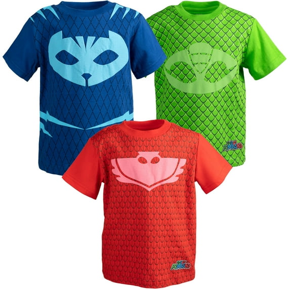 PJ Masks Catboy Owlette Gekko Little Boys 3 Pack T-Shirts Toddler to Big Kid