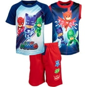 PJ Masks Catboy Owlette Gekko Toddler Boys T-Shirt Tank Top and French Terry Shorts 3 Piece Outfit Set Toddler to Big Kid