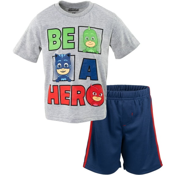 PJ Masks Catboy Owlette Gekko Toddler Boys T-Shirt and Mesh Shorts Outfit Set Toddler to Big Kid