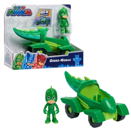 PJ Masks Gekko & Gekko Mobile, 2-Piece Articulated Action Figure and Vehicle Set, Green, Kids Toys for Ages 3 Up, Gifts and Presents