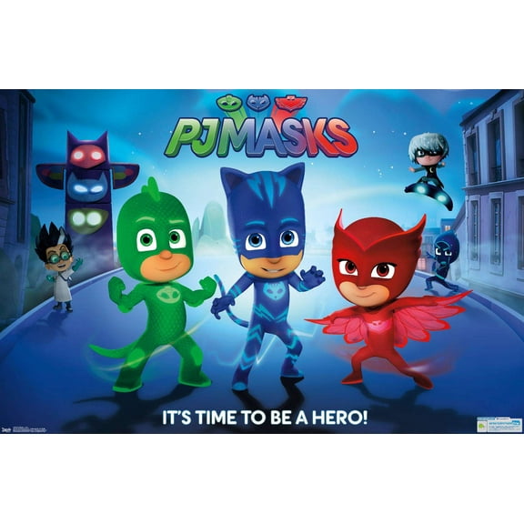 PJ Masks - Its Time To Be A Hero Wall Poster, 14.725" x 22.375"