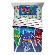 PJ Masks Kids Twin Bed in a Bag, Comforter and Sheets, Blue, Hasbro