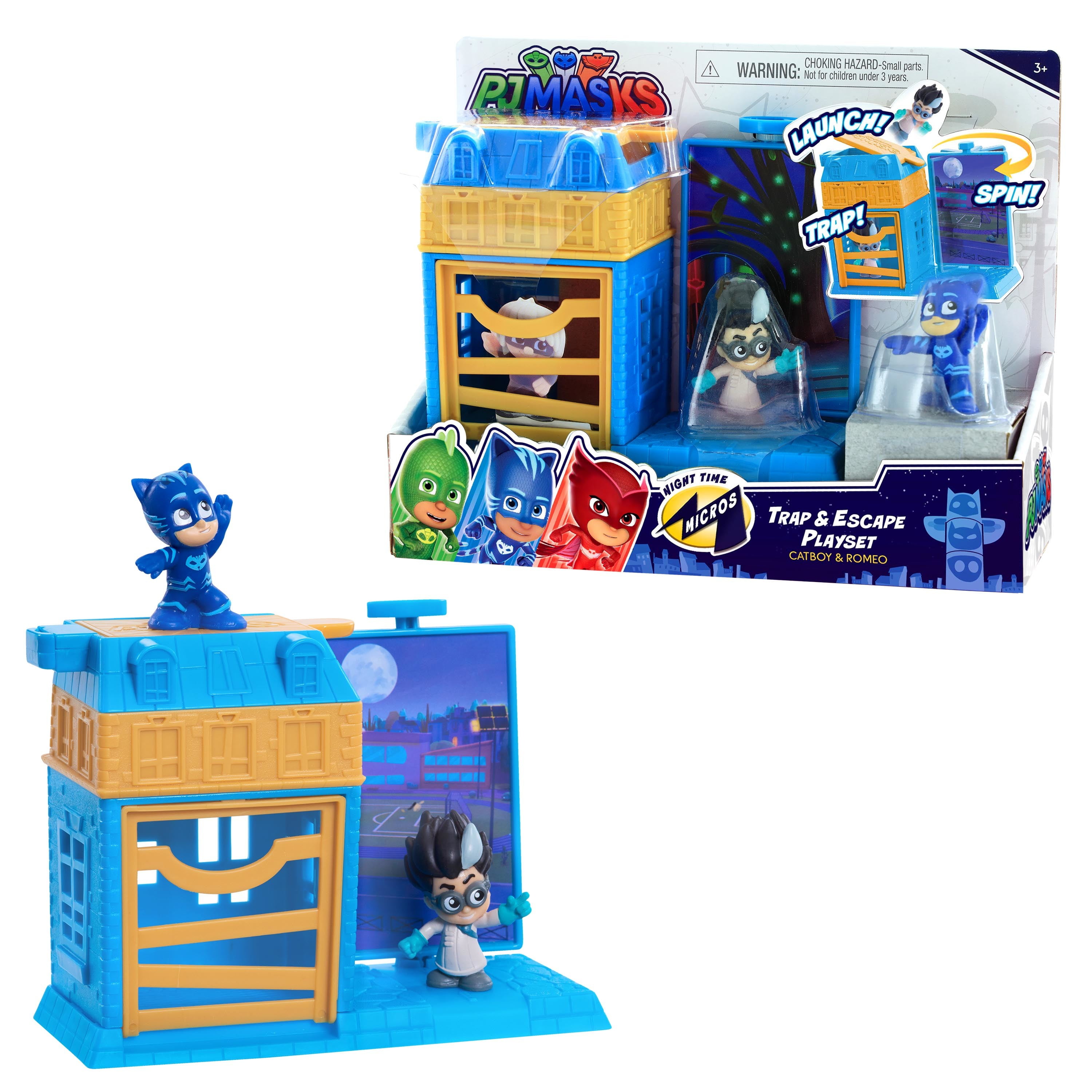 PJ Masks Nighttime Micros Trap & Escape Playset, Catboy vs. Romeo, Kids Toys for Ages 3 Up ...