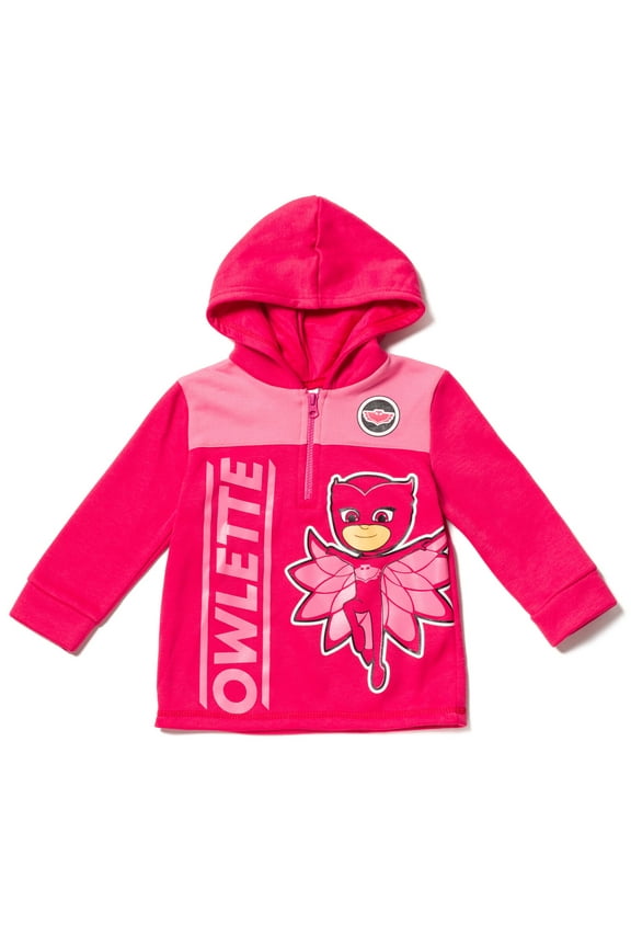Owlette Little Girls Fleece Half Zip Fashion Hoodie Pink 6-6X