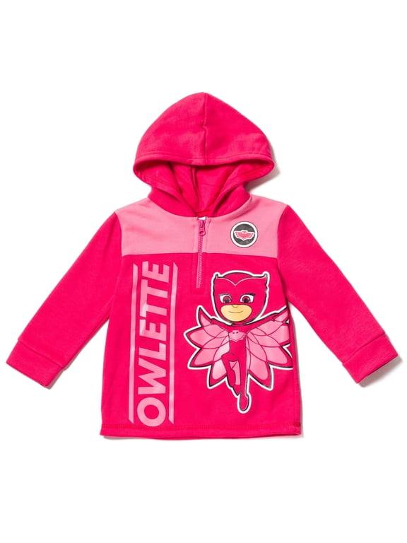 Owlette Toddler Girls Fleece Half Zip Fashion Hoodie Pink 3T