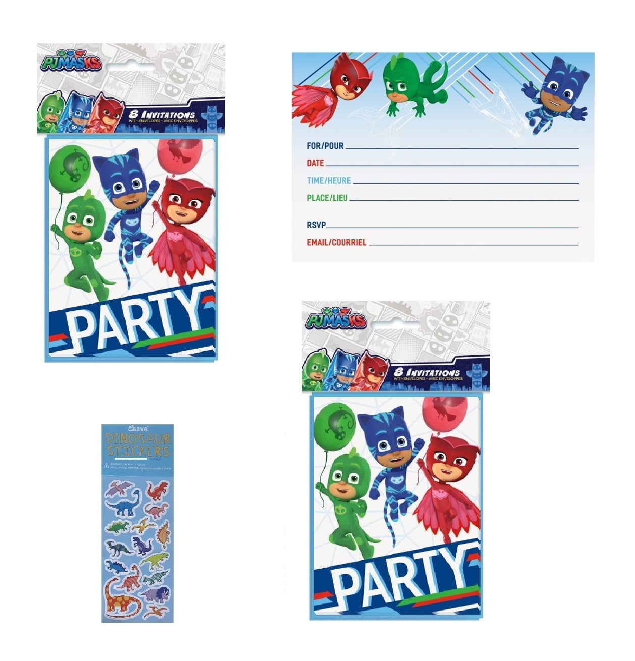pj-masks-party-supplies-bundle-pack-includes-16-party-invitations-with-envelopes-and-1-dinosaur-sticker-sheet-walmart-business-supplies