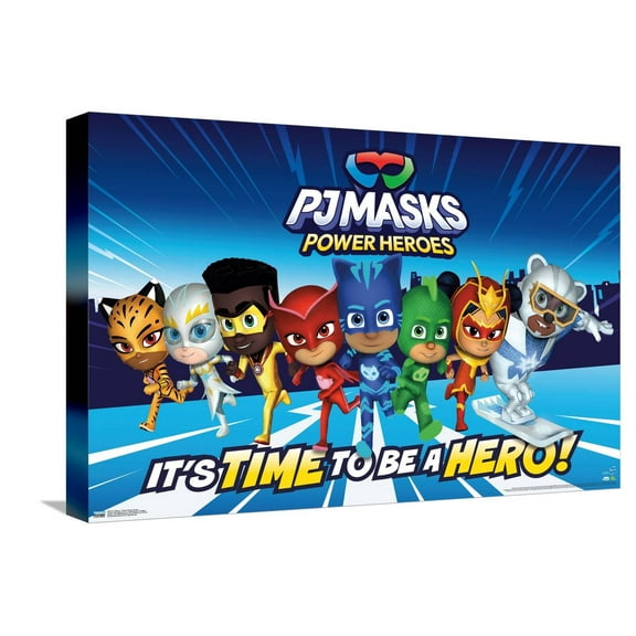 PJ Masks - Power Heroes Group Canvas Wall Poster, 14.725" x 22.375"
