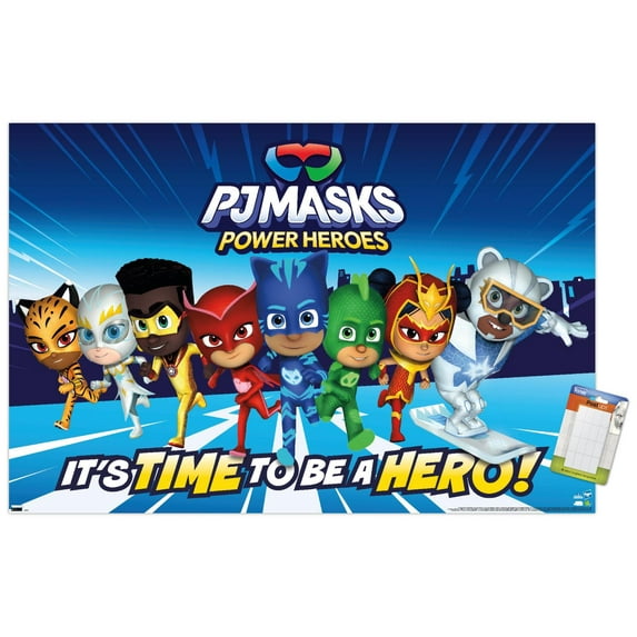PJ Masks - Power Heroes Group Wall Poster, 14.725" x 22.375"
