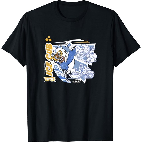 PJ Masks Power Heroes Ice Cub Multipose Collage Outline Logo T-Shirt, Unisex T-Shirt