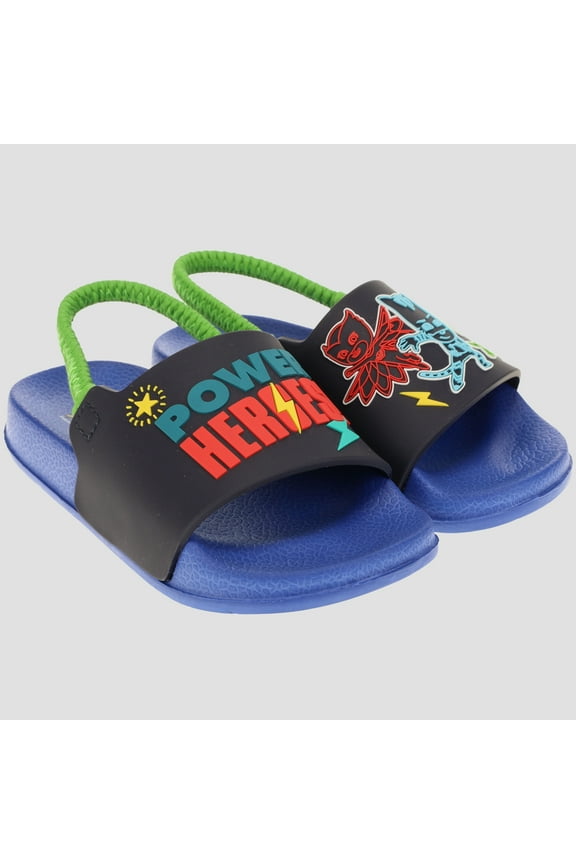 Sandals for Toddlers, Boys Power Heroes Mis-Match Slide Sandals, Blue, Size 5/6 Toddler