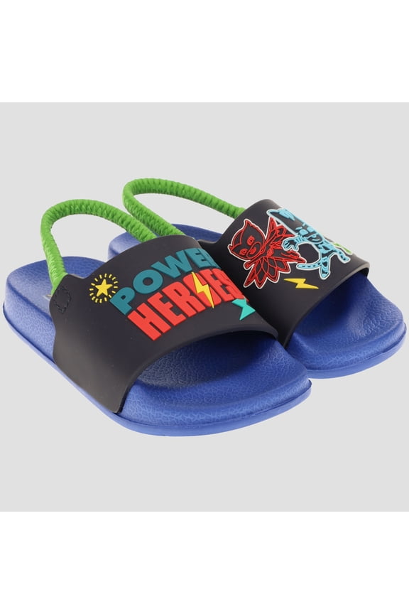Sandals for Toddlers, Boys Power Heroes Mis-Match Slide Sandals, Blue, Size 7/8 Toddler