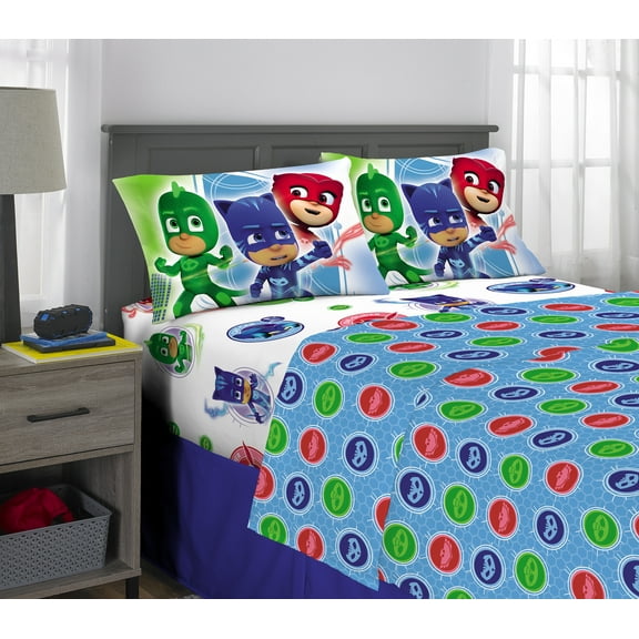 PJ Masks Sheet Set, Kids Bedding, 4-Piece Full Size