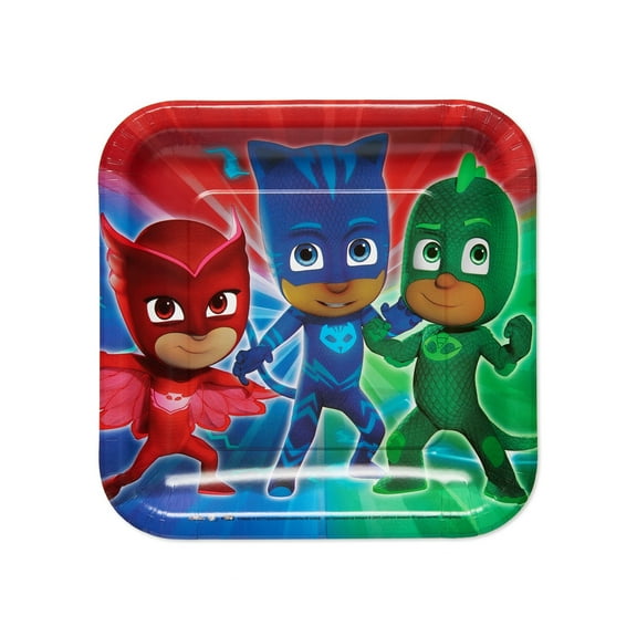 PJ Masks Square Paper Lunch Plate, 9", 8 Count