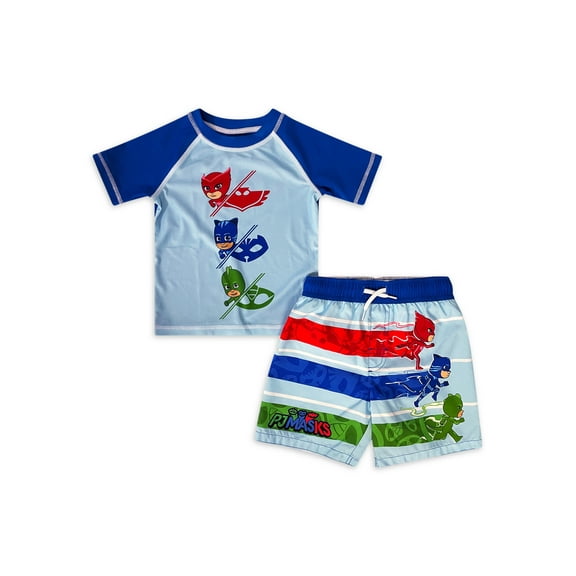 PJ Masks Toddler Boy Rash Guard & Swim Trunks, 2pc Set