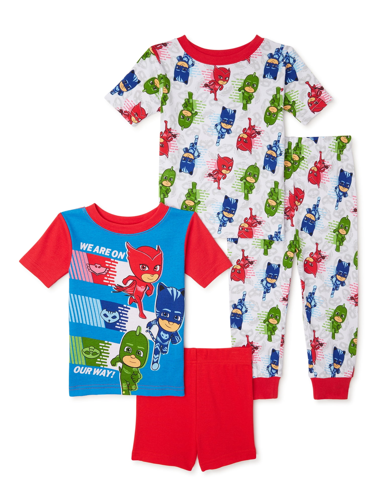 PJ Masks Toddler Boys Cotton Pajama Set, 4Piece