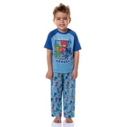 PJ Masks Toddler Boys Power Heroes Gekko Owlette Catboy 2-Piece Raglan Short Sleeve Sleep Shirt Pajama Pant Lounge Set