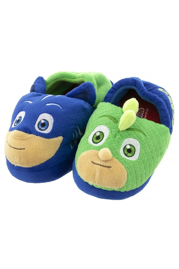 Toddler Boys Skid-Resistant House Slipper, Flat Heel Blue & Green, 5-6
