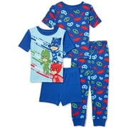 PJ Masks Toddler Boys Snug Fit Cotton Short Sleeve T-Shirt & Pants, 4-Piece Pajama Set, Sizes 2T-5T