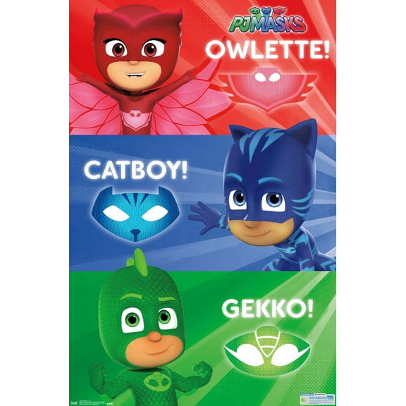 PJ Masks - Trio Wall Poster, 14.725" x 22.375"
