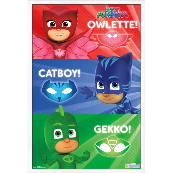 PJ Masks - Trio Wall Poster, 22.375" x 34", Framed