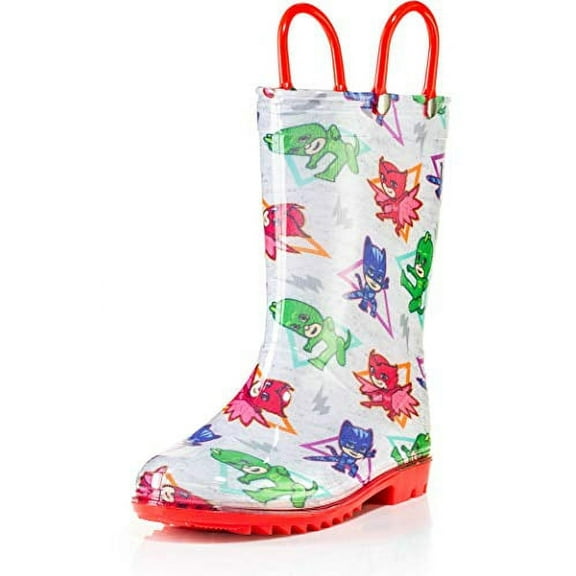 PJ Masks boys Character Printed Waterproof Easy-On Handles PVC Rain Boots - Size 7 Toddler