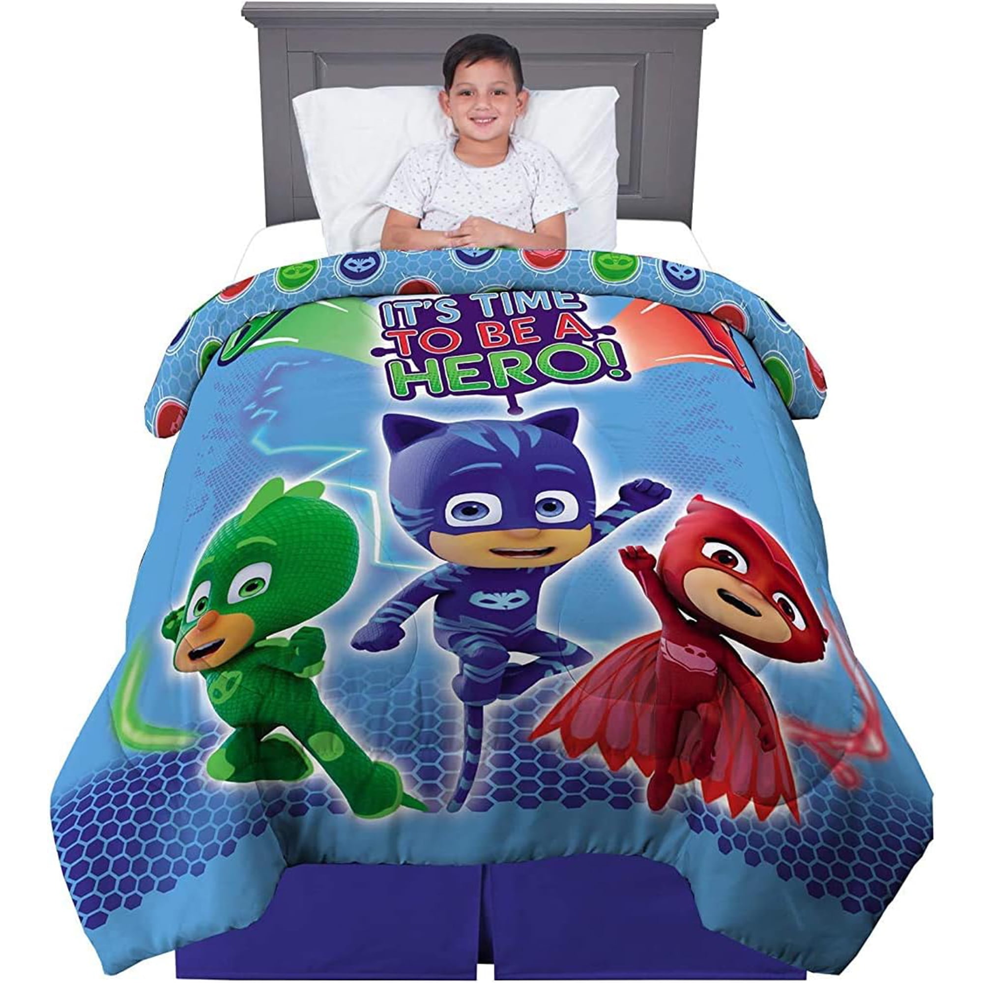 PJ Masks on Our Way Reversible Twin & Full Comforter Set for Child, 1 Each