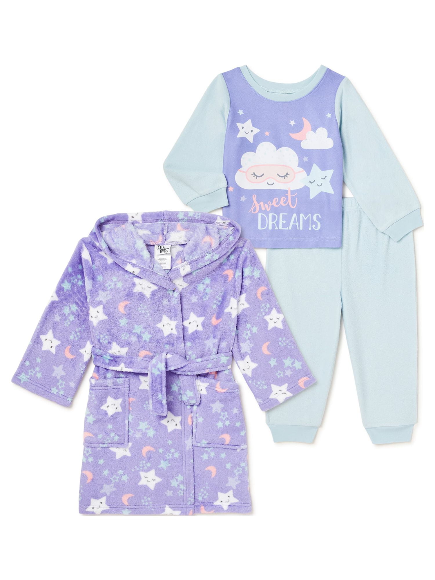 PJ & Me Toddler Girls' Pajama and Robe Set, 3Piece