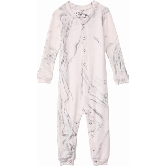 PJ Salvage Baby Kids' Sleepwear Long Sleeve Peachy Romper, Pale Pink, 6-12 Months