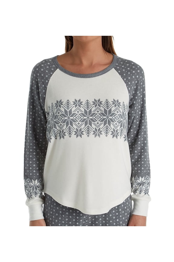 Womens Snowed In Snowflake Print Top Charcoal Size Small