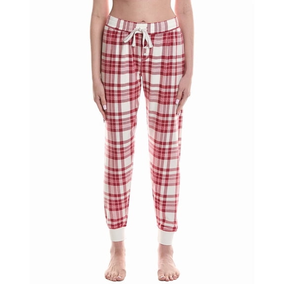 PJ Salvage womens Plaid Jam Pant, m, White