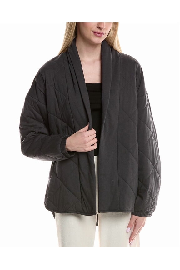 womens  Quilted Jersey Jacket, M/L, Gray