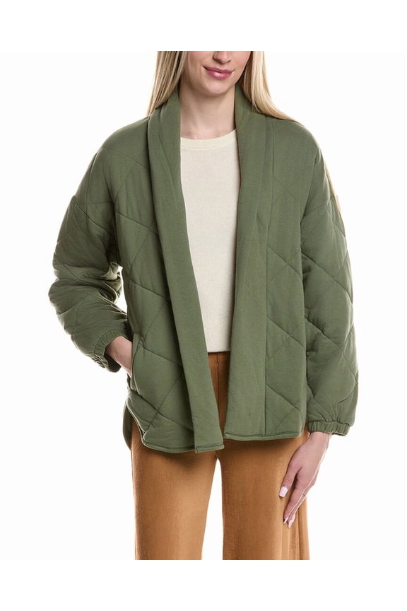 womens Quilted Jersey Jacket, M/L, Green