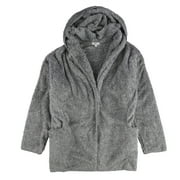 PJ Studio Womens Hooded Fleece Jacket, Grey, Large
