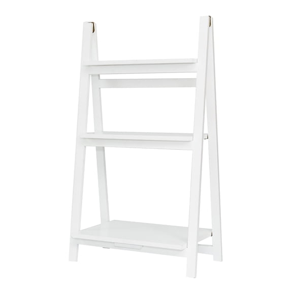 PJ Wood 3 Tier Foldable Bookshelf Wooden Storage Rack Display Stand for Home Office, White