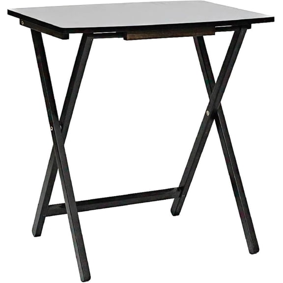PJ Wood 5 PACK XL Oversize Tray Table for Living Room or Kitchen, Indoor TV Tray Set for Small Spaces and Family Gatherings, Black