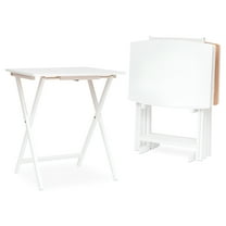 PJ Wood 5 Pack XL Oversize Tray Table Set for Living Room or Kitchen, White
