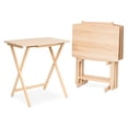 thumbnail image 1 of PJ Wood 5 Pack XL Oversize Tray Table for Living Room or Kitchen, Natural Wood, 1 of 13