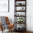 thumbnail image 1 of PJ Wood 5 Tier Bookshelf Ladder Shelf Bookcase with Storage Shelves, Multifunctional Storage Rack - Espresso, 1 of 3
