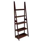 PJ Wood 5 Tier Wooden Ladder Bookcase Bookshelf - Home Office - Espresso