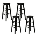 thumbnail image 1 of PJ Wood Classic Round-Seat 24-Inch Kitchen Counter Stools, Black (4 Pack), 1 of 6
